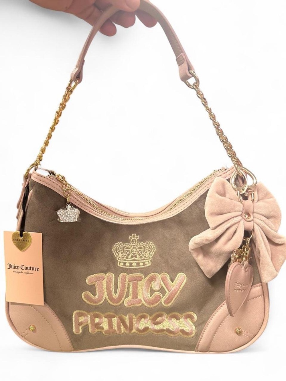 Juicy Couture “Juicy American Princess shoulder bag”, iced coffee/pink
